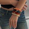 Fashion Light Luxury Punk Style Beaded Slub Plastic Glazed Curved Electroplated Bracelet