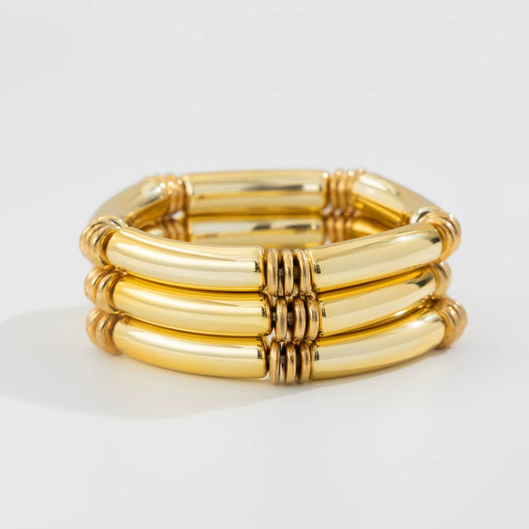 Fashion Light Luxury Punk Style Beaded Slub Plastic Glazed Curved Electroplated Bracelet
