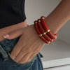 Fashion Light Luxury Punk Style Beaded Slub Plastic Glazed Curved Electroplated Bracelet