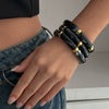 Fashion Light Luxury Punk Style Beaded Slub Plastic Glazed Curved Electroplated Bracelet