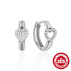 Fashion Light Luxury Retro Personality Zircon Earrings For Women Silver With Geometric Pattern Electroplated