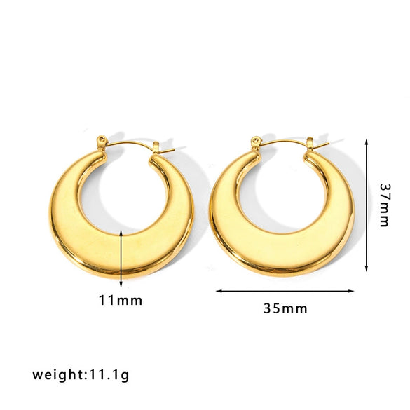 Fashion Light Luxury Titanium Steel Hollow Geometric Women's Earrings With Electroplating