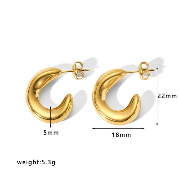 Fashion Light Luxury Titanium Steel Hollow Geometric Women's Earrings With Electroplating