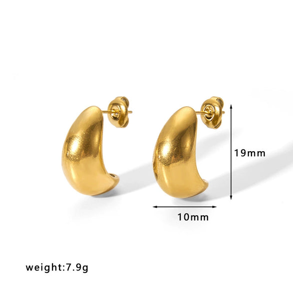 Fashion Light Luxury Titanium Steel Hollow Geometric Women's Earrings With Electroplating