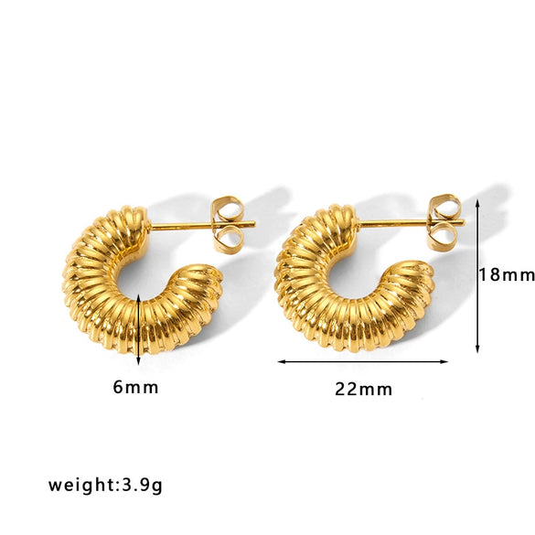 Fashion Light Luxury Titanium Steel Hollow Geometric Women's Earrings With Electroplating