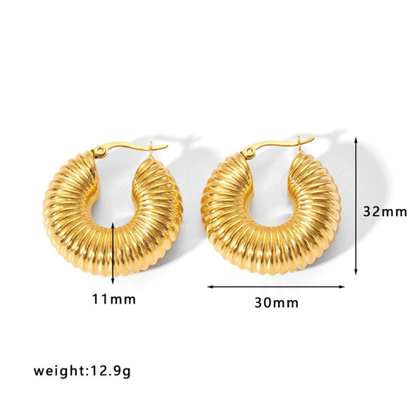 Fashion Light Luxury Titanium Steel Hollow Geometric Women's Earrings With Electroplating