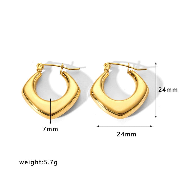 Fashion Light Luxury Titanium Steel Hollow Geometric Women's Earrings With Electroplating