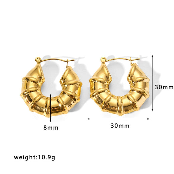 Fashion Light Luxury Titanium Steel Hollow Geometric Women's Earrings With Electroplating
