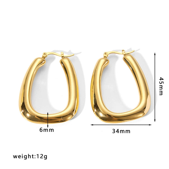Fashion Light Luxury Titanium Steel Hollow Geometric Women's Earrings With Electroplating