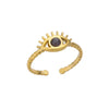 Fashion Light Luxury Unisex Open Ring Stainless Steel Gold Inlaid Geometric Sky Blue Stone