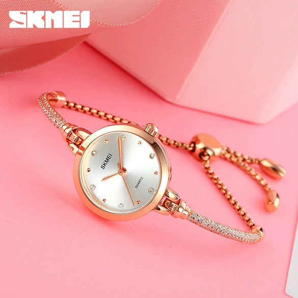 Fashion Light Luxury Women's Quartz Watch Stainless Steel Metal Round Dial