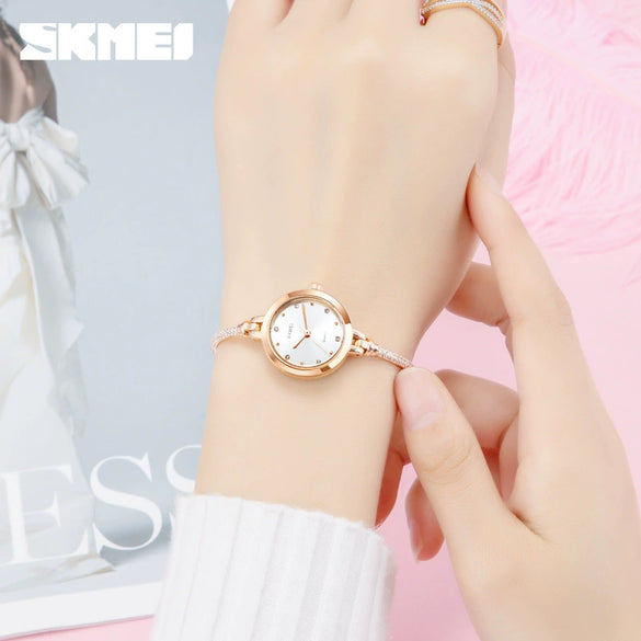 Fashion Light Luxury Women's Quartz Watch Stainless Steel Metal Round Dial