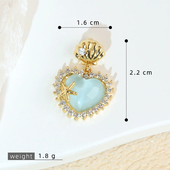Fashion Light Luxury Zircon Jewelry Pendant Copper Heart Shape Rhombus Electroplated For Female