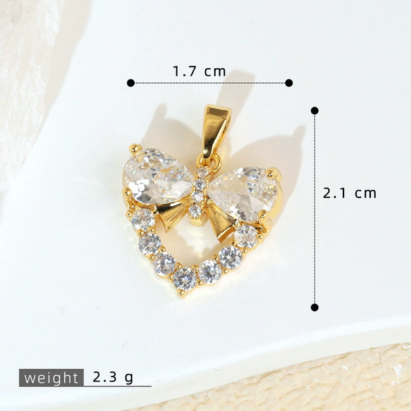 Fashion Light Luxury Zircon Jewelry Pendant Copper Heart Shape Rhombus Electroplated For Female