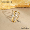 Fashion Line Design Stainless Steel Ring Light Luxury Style Geometric Wave Pattern Electroplated