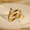 Fashion Line Design Stainless Steel Ring Light Luxury Style Geometric Wave Pattern Electroplated