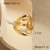 Fashion Line Design Stainless Steel Ring Light Luxury Style Geometric Wave Pattern Electroplated