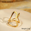 Fashion Line Design Stainless Steel Ring Light Luxury Style Geometric Wave Pattern Electroplated