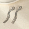 Fashion Long Tassel Stainless Steel Women's Exaggerated Geometric Earrings With Electroplating