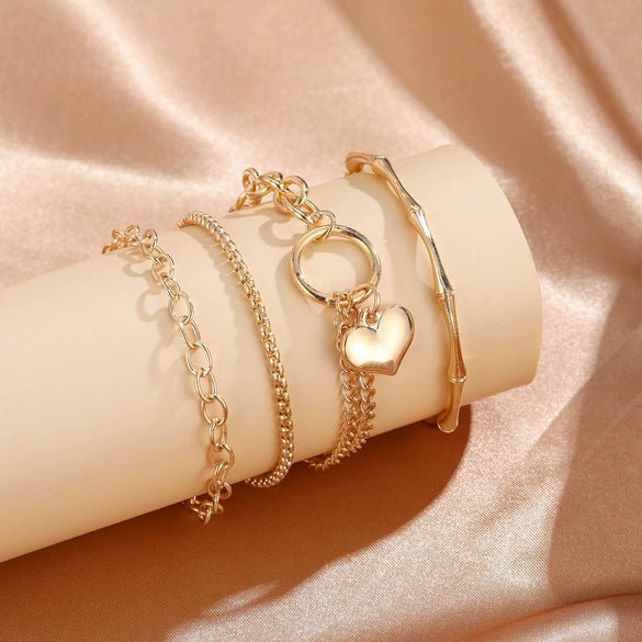 Fashion Love Bamboo Opening Alloy Bracelet Jewelry Electroplated