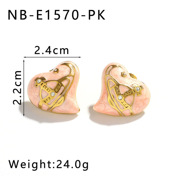 Fashion Love Earrings Light Luxury Stainless Steel Women's Earrings With Heart Shape And Geometric Pattern Vacuum Plated In Furnace 18K