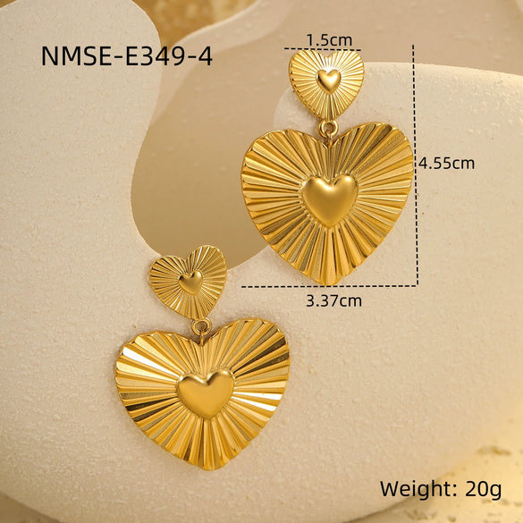 Fashion Love Earrings Retro Niche French Design Sense Stainless Steel Geometric Electroplated