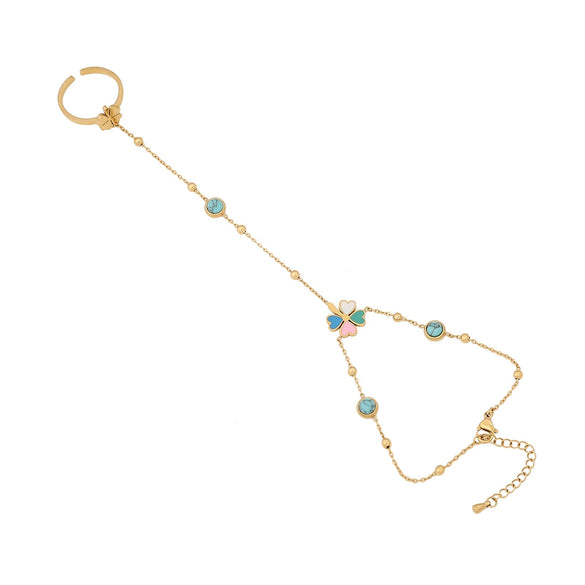 Fashion Love Finger Bracelet Stainless Steel Heart Shape Electroplated Jewelry For Women