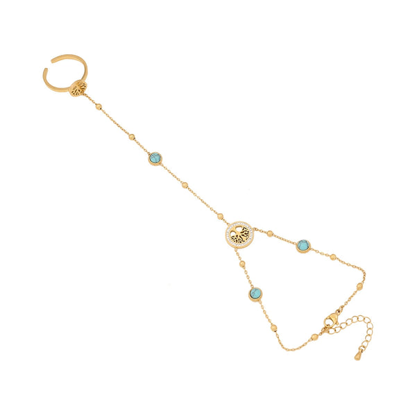 Fashion Love Finger Bracelet Stainless Steel Heart Shape Electroplated Jewelry For Women