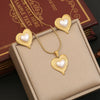 Fashion Love Imitation Pearl Necklace Suit For Women Heart Shape Stainless Steel Jewelry With Electroplating And Snake Bone Chain