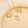 Fashion Love Imitation Pearl Necklace Suit For Women Heart Shape Stainless Steel Jewelry With Electroplating And Snake Bone Chain