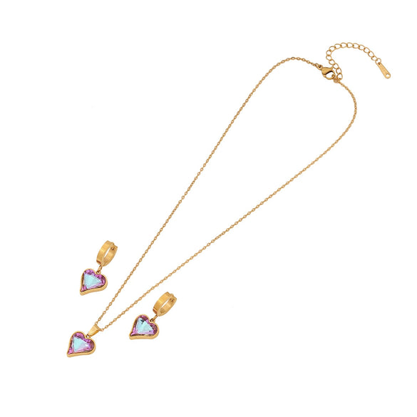 Fashion Love Necklace Suit With Butterfly Star Heart Pattern Stainless Steel O Chain Necklace Electroplated For Women