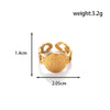 Fashion Love Round Leaves Light Luxury Opening Adjustable Titanium Steel Ring With Electroplating