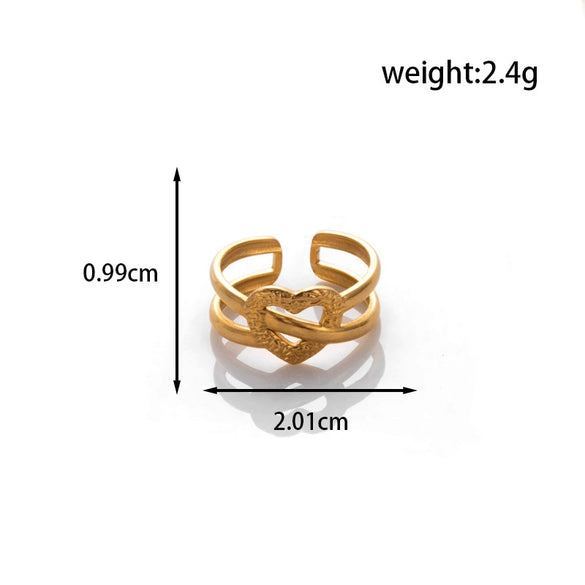 Fashion Love Round Leaves Light Luxury Opening Adjustable Titanium Steel Ring With Electroplating