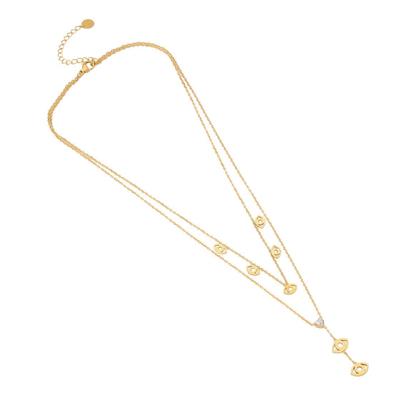 Fashion Love Stainless Steel Necklace With Heart Shape Pendant And Double Layer O Chain Electroplated
