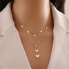 Fashion Love Stainless Steel Necklace With Heart Shape Pendant And Double Layer O Chain Electroplated