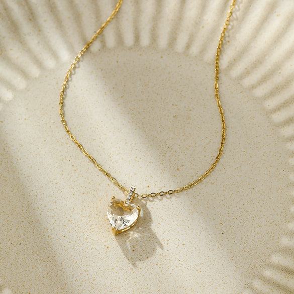 Fashion Love Stainless Steel Necklace With Heart Shape Pendant And Electroplating Treatment