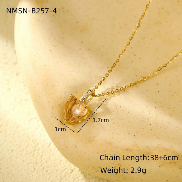 Fashion Love Stainless Steel Necklace With Heart Shape Pendant And Electroplating Treatment