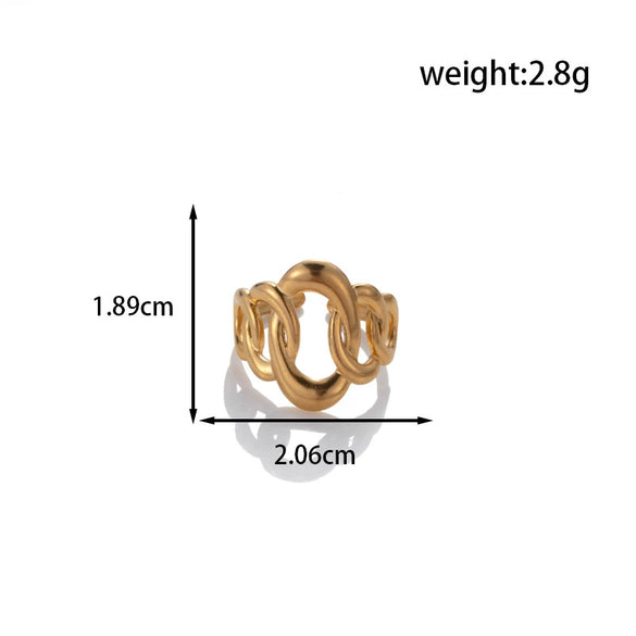 Fashion Love Stitching Hollow Light Luxury Opening Adjustable Heart Shape Titanium Steel Ring With Electroplating