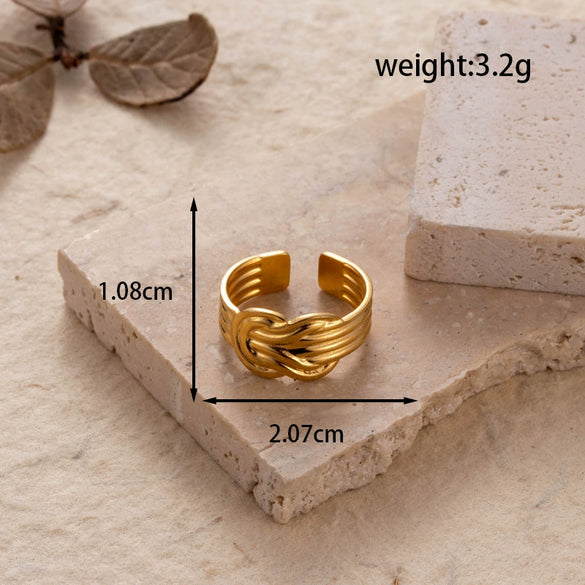 Fashion Love Stitching Hollow Light Luxury Opening Adjustable Heart Shape Titanium Steel Ring With Electroplating