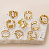 Fashion Love Stitching Hollow Light Luxury Opening Adjustable Heart Shape Titanium Steel Ring With Electroplating