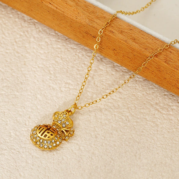 Fashion Lucky Bag Zodiac Year Necklace Titanium Steel Electroplating Design For Women