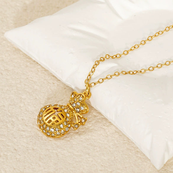Fashion Lucky Bag Zodiac Year Necklace Titanium Steel Electroplating Design For Women