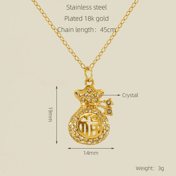 Fashion Lucky Bag Zodiac Year Necklace Titanium Steel Electroplating Design For Women