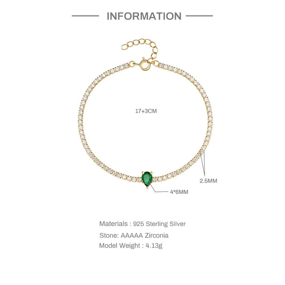 Fashion Luxury Colored Diamond S925 Sterling Silver Electroplated Geometric Ladies Bracelet