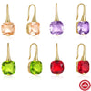 Fashion Luxury Elegant Geometric Color Stone Diamond S925 Pure Silver Ear Hook Earrings With Electroplating