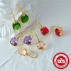 Fashion Luxury Elegant Geometric Color Stone Diamond S925 Pure Silver Ear Hook Earrings With Electroplating