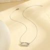 Fashion Luxury Stainless Steel Geometric Oval Diamond Necklace With Electroplating For Women
