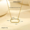 Fashion Luxury Stainless Steel Geometric Oval Diamond Necklace With Electroplating For Women
