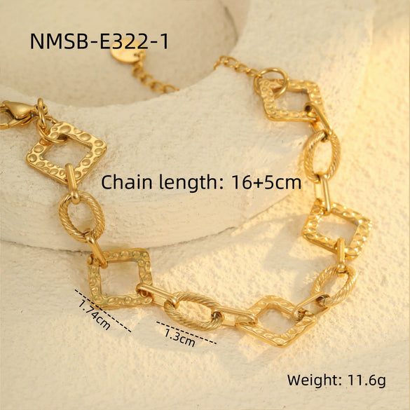 Fashion Luxury Stainless Steel Tassel Geometric Pendant Bracelet With Electroplating For Women