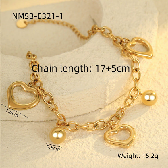 Fashion Luxury Stainless Steel Tassel Geometric Pendant Bracelet With Electroplating For Women